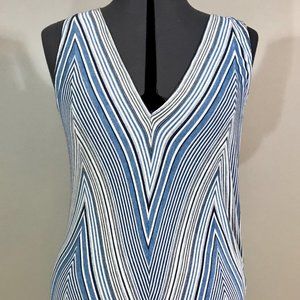 Max Studio Blue & White Striped Sleeveless Top